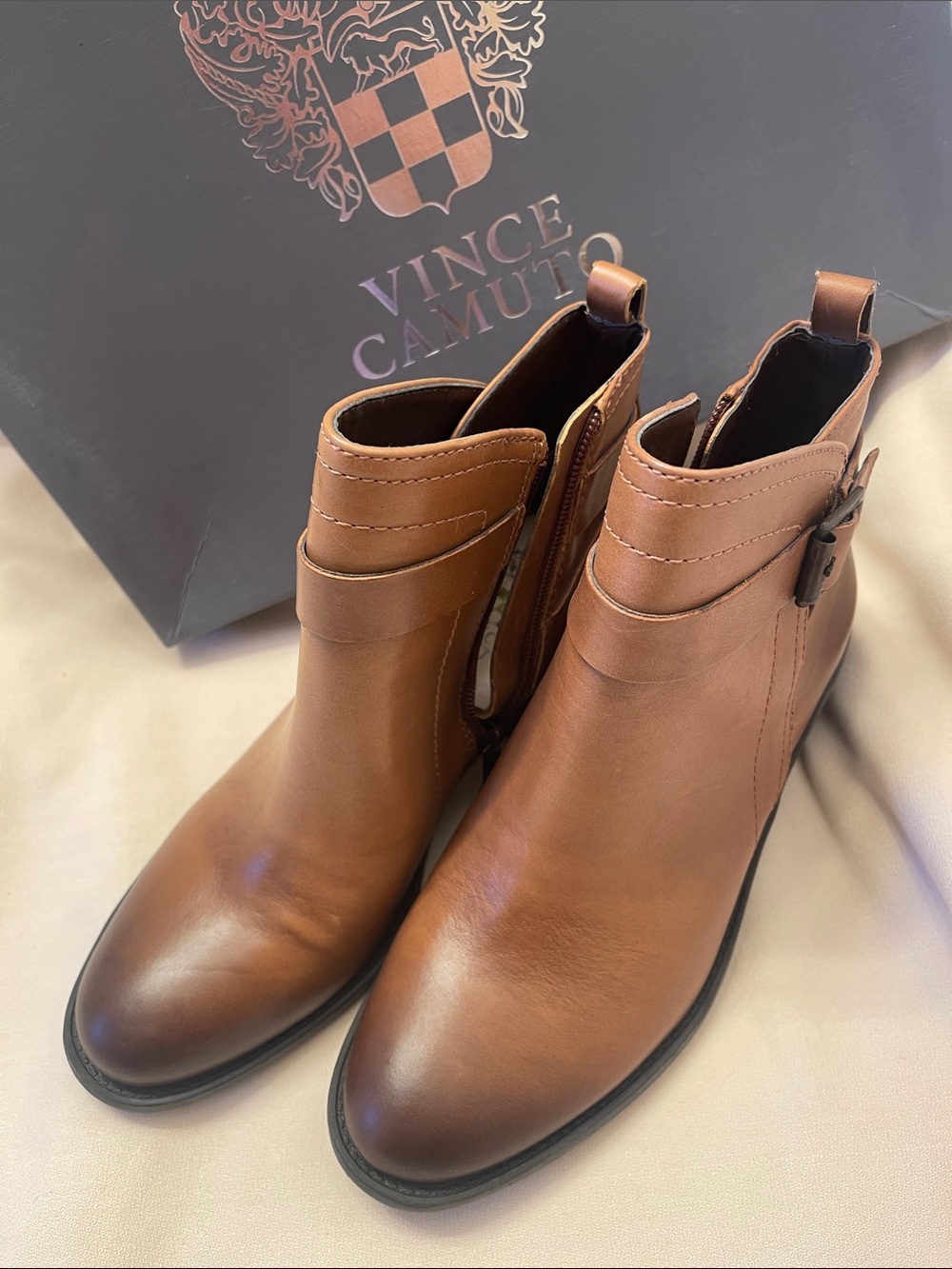 Vince Camuto Tan Leather Chukka Booties